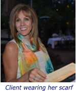 Client wearing her scarf